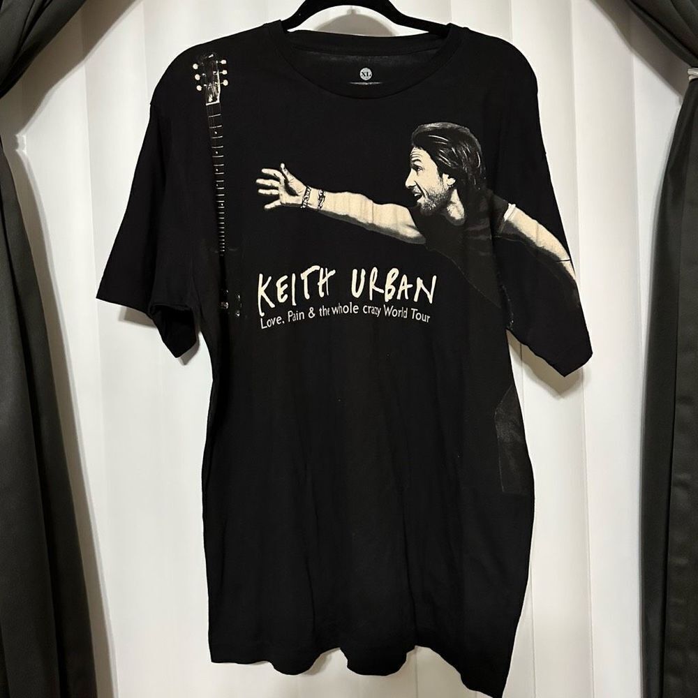 Keith Urban concert tour tshirt, black t-shirt, “Love, Pain & the whole crazy wo